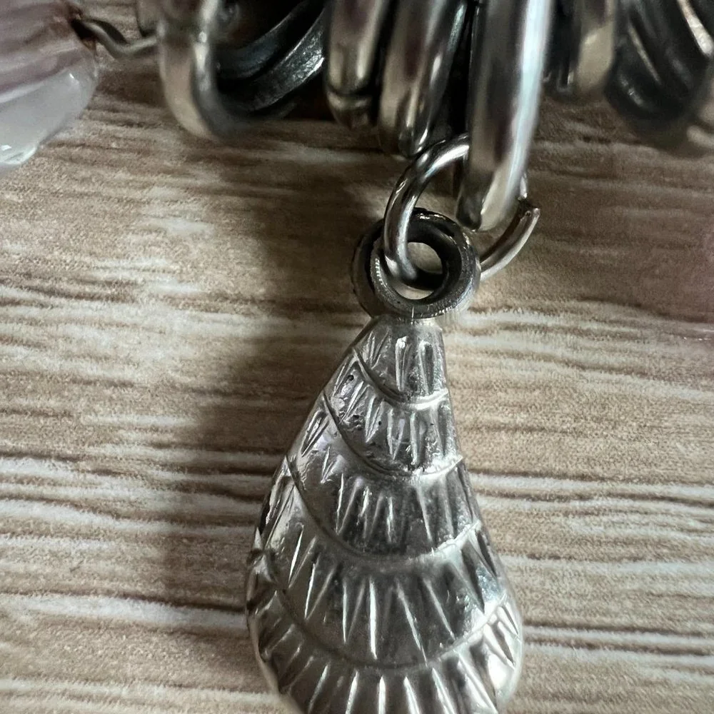 Boho Chunky Heavy Silver Murano Glass Charm Bracelet